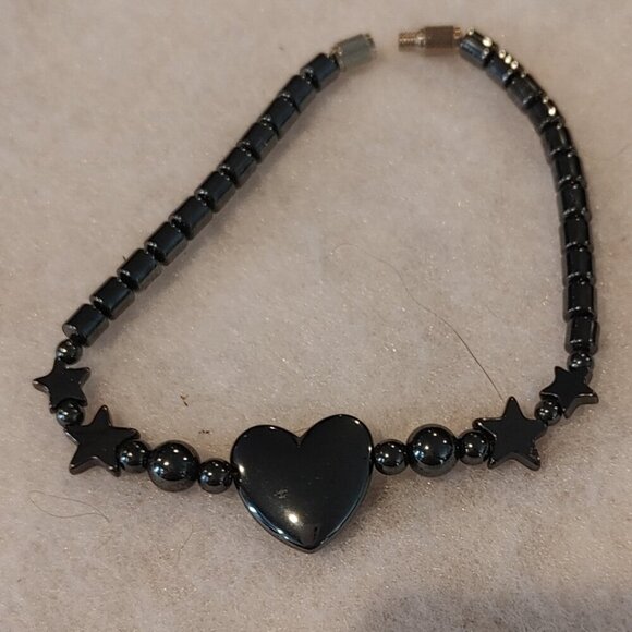 Hematite Bracelet Heart and Stars - Picture 1 of 3
